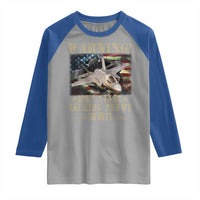 Warning May Start Talking About WWII Raglan Shirt American Flag Fighter Jet - Wonder Print Shop