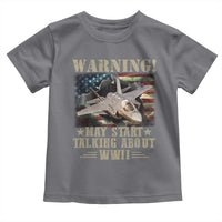 Warning May Start Talking About WWII Toddler T Shirt American Flag Fighter Jet - Wonder Print Shop