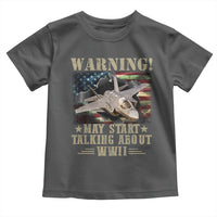 Warning May Start Talking About WWII Toddler T Shirt American Flag Fighter Jet - Wonder Print Shop