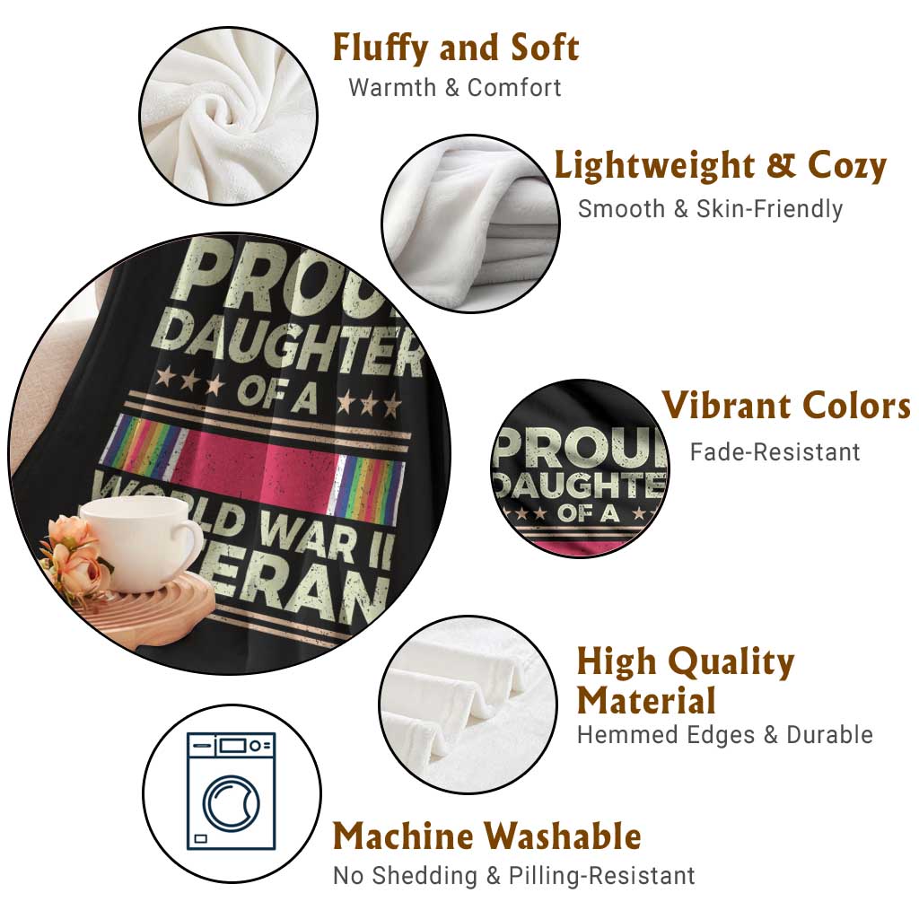 Proud Daughter Of A World War II Veteran Throw Blanket US WWII Vet - Wonder Print Shop