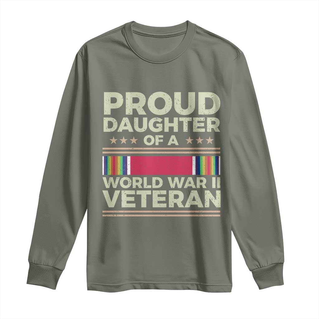 Proud Daughter Of A World War II Veteran Long Sleeve Shirt US WWII Vet - Wonder Print Shop