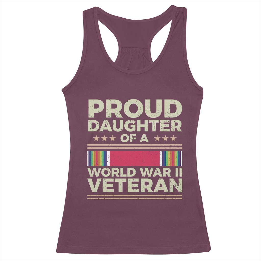 Proud Daughter Of A World War II Veteran Racerback Tank Top US WWII Vet - Wonder Print Shop