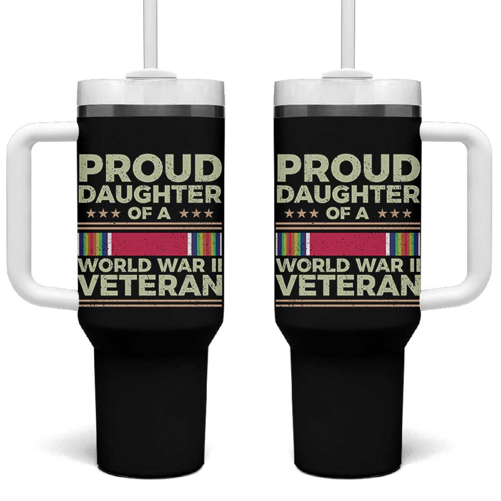 Proud Daughter Of A World War II Veteran Tumbler With Handle US WWII Vet - Wonder Print Shop
