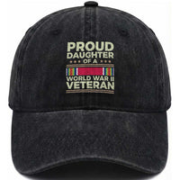 Proud Daughter Of A World War II Veteran Washed Cotton Baseball Cap US WWII Vet