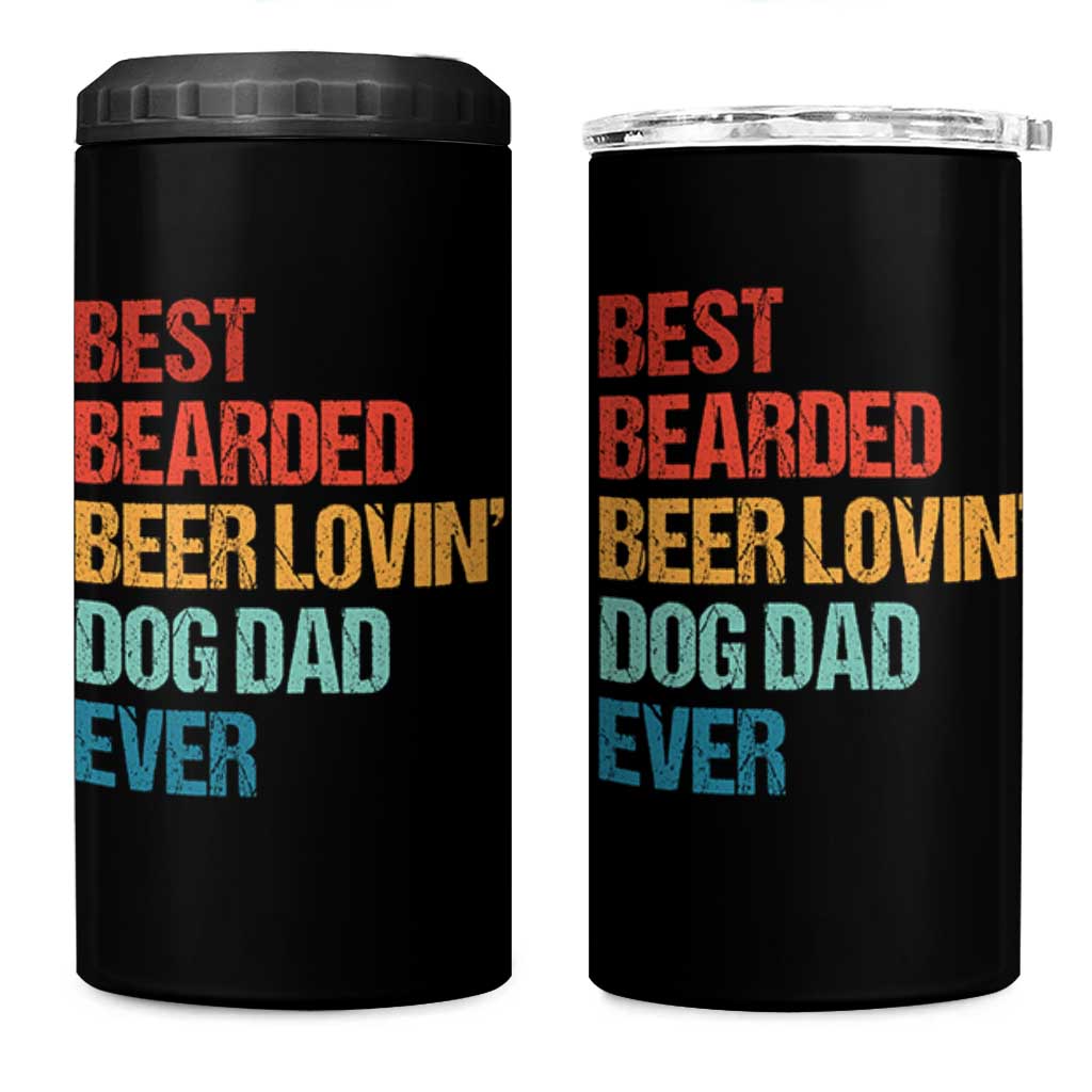 Best Bearded Beer Loving Dog Dad Ever 4 in 1 Can Cooler Tumbler Pet Lover Father's Day