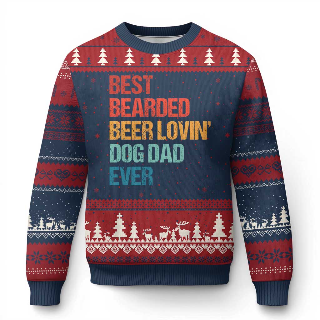Best Bearded Beer Loving Dog Dad Ever Ugly Christmas Sweater Pet Lover Father's Day