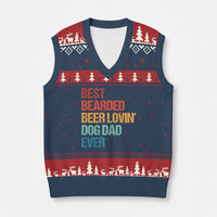 Best Bearded Beer Loving Dog Dad Ever V-Neck Knit Sweater Vest Pet Lover Father's Day