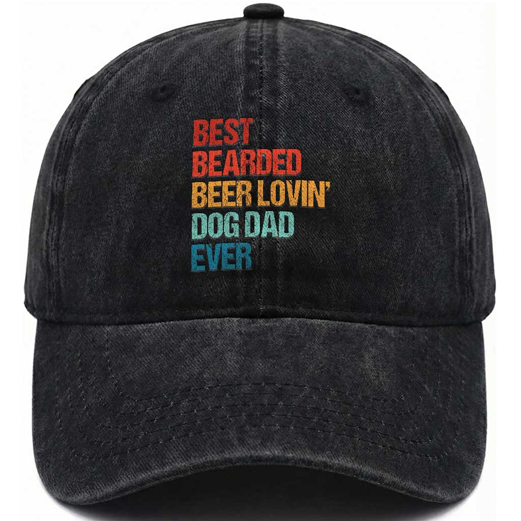 Best Bearded Beer Loving Dog Dad Ever Washed Cotton Baseball Cap Pet Lover Father's Day