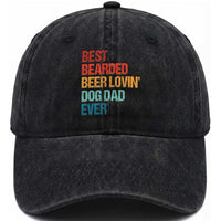 Best Bearded Beer Loving Dog Dad Ever Washed Cotton Baseball Cap Pet Lover Father's Day