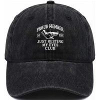 Proud Member Of The Just Resting My Eyes Club Washed Cotton Baseball Cap Funny Dad Father's Day