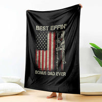 Best Effin Bonus Dad Ever Throw Blanket Step Dad Fathers Day Vintage American Flag