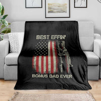 Best Effin Bonus Dad Ever Throw Blanket Step Dad Fathers Day Vintage American Flag