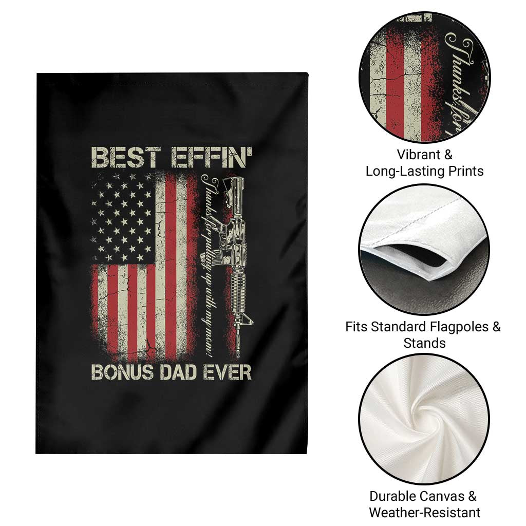 Best Effin Bonus Dad Ever Garden Flag Step Dad Fathers Day Vintage American Flag