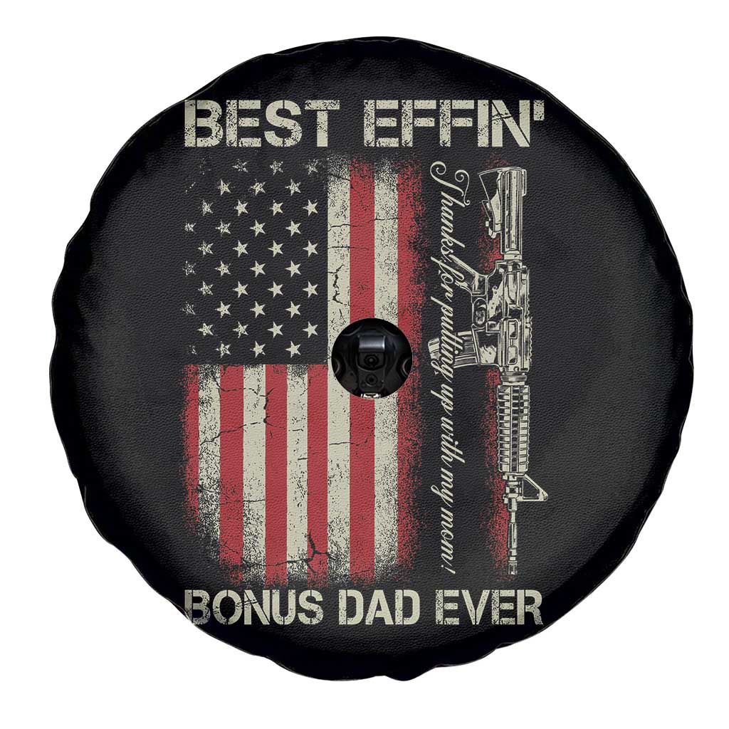 Best Effin Bonus Dad Ever Spare Tire Cover Step Dad Fathers Day Vintage American Flag