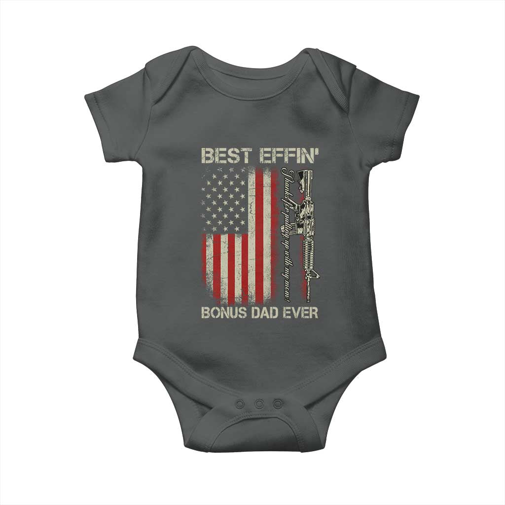 Best Effin Bonus Dad Ever Baby Onesie Step Dad Fathers Day Vintage American Flag