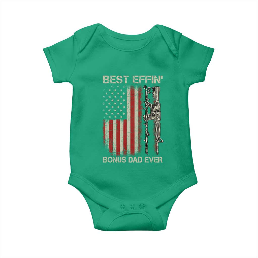Best Effin Bonus Dad Ever Baby Onesie Step Dad Fathers Day Vintage American Flag