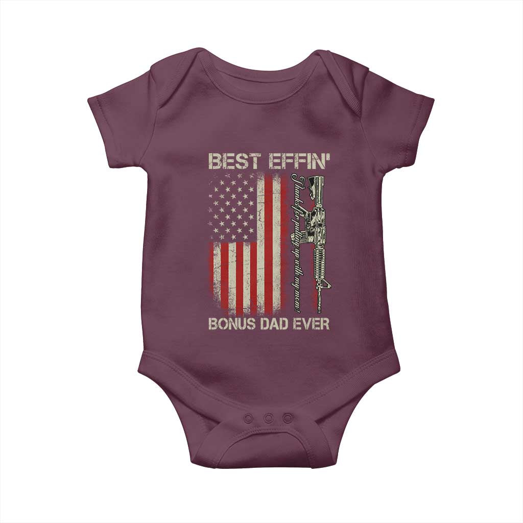 Best Effin Bonus Dad Ever Baby Onesie Step Dad Fathers Day Vintage American Flag