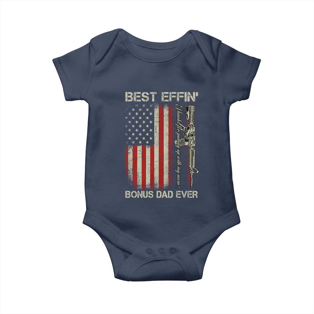 Best Effin Bonus Dad Ever Baby Onesie Step Dad Fathers Day Vintage American Flag