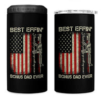 Best Effin Bonus Dad Ever 4 in 1 Can Cooler Tumbler Step Dad Fathers Day Vintage American Flag