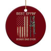 Best Effin Bonus Dad Ever Ceramic Ornament Step Dad Fathers Day Vintage American Flag