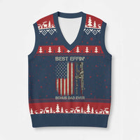Best Effin Bonus Dad Ever V-Neck Knit Sweater Vest Step Dad Fathers Day Vintage American Flag