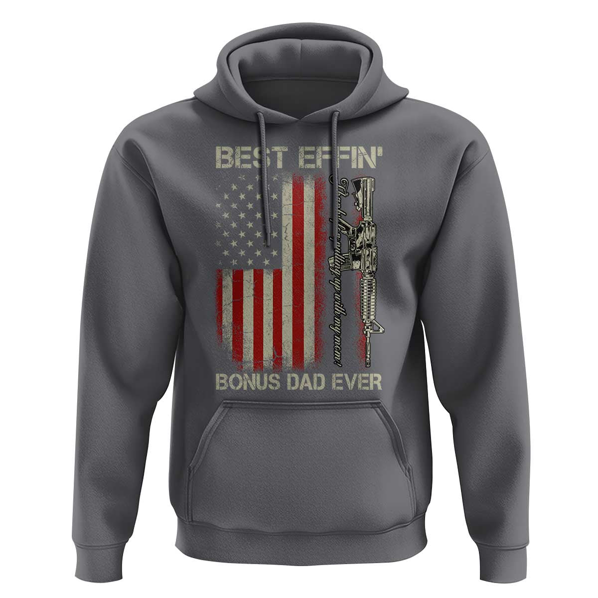 Best Effin Bonus Dad Ever Hoodie Step Dad Fathers Day Vintage American Flag