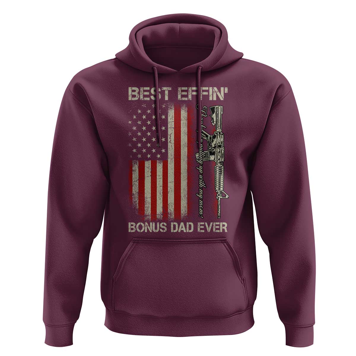 Best Effin Bonus Dad Ever Hoodie Step Dad Fathers Day Vintage American Flag