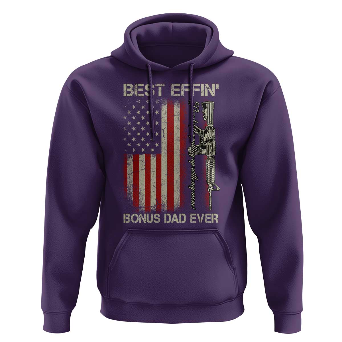 Best Effin Bonus Dad Ever Hoodie Step Dad Fathers Day Vintage American Flag