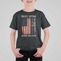 Best Effin Bonus Dad Ever T Shirt For Kid Step Dad Fathers Day Vintage American Flag