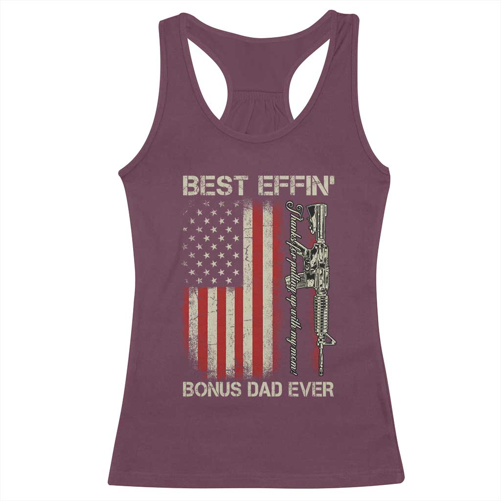 Best Effin Bonus Dad Ever Racerback Tank Top Step Dad Fathers Day Vintage American Flag