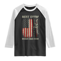 Best Effin Bonus Dad Ever Raglan Shirt Step Dad Fathers Day Vintage American Flag