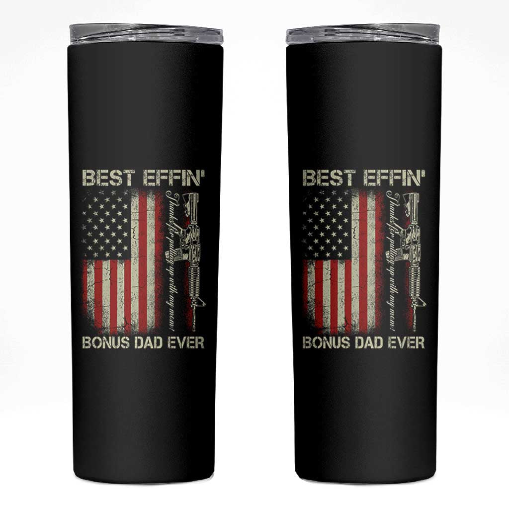 Best Effin Bonus Dad Ever Skinny Tumbler Step Dad Fathers Day Vintage American Flag