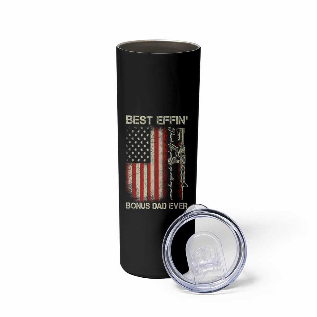 Best Effin Bonus Dad Ever Skinny Tumbler Step Dad Fathers Day Vintage American Flag