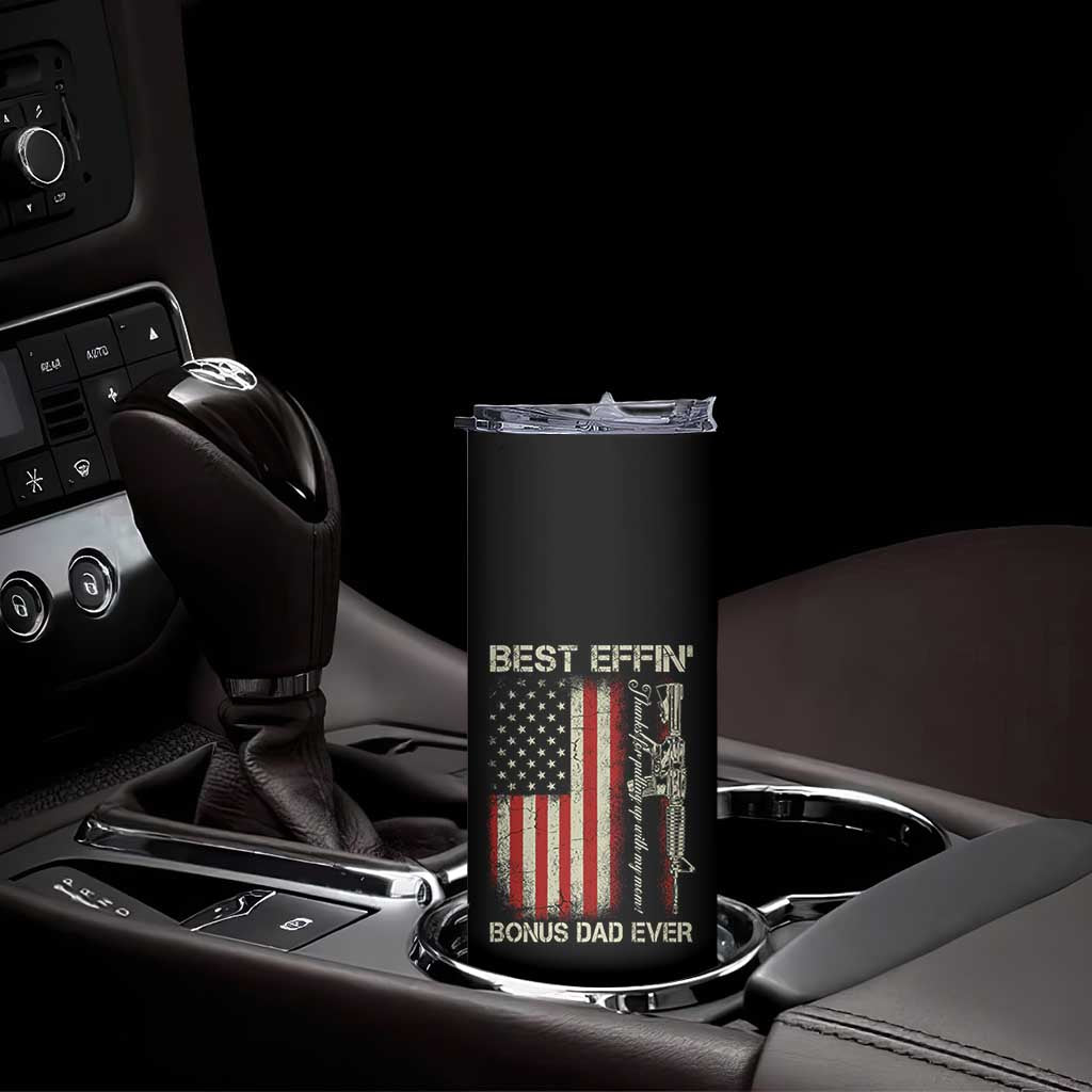 Best Effin Bonus Dad Ever Skinny Tumbler Step Dad Fathers Day Vintage American Flag
