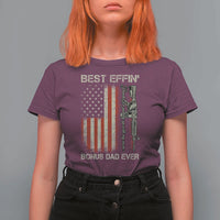 Best Effin Bonus Dad Ever T Shirt For Women Step Dad Fathers Day Vintage American Flag