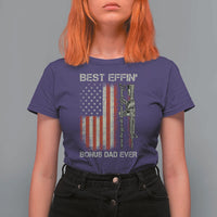Best Effin Bonus Dad Ever T Shirt For Women Step Dad Fathers Day Vintage American Flag