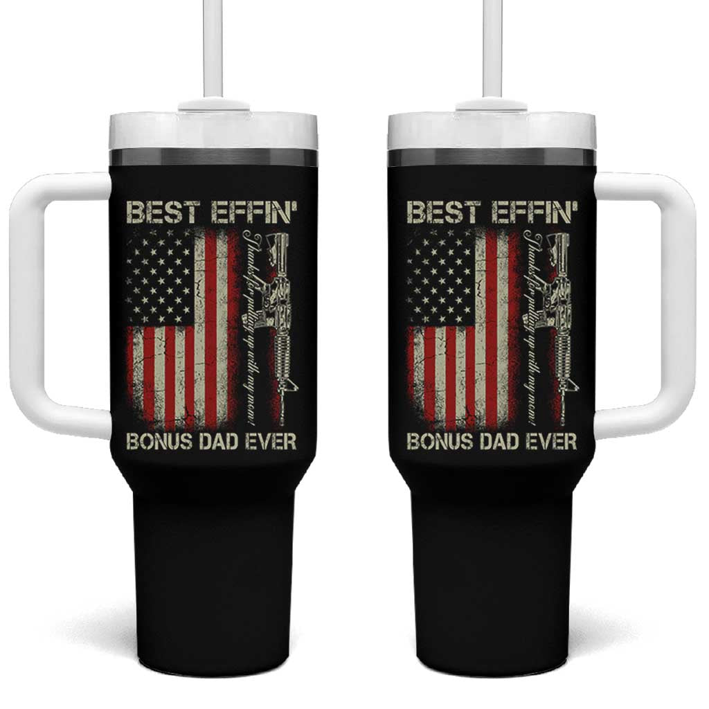 Best Effin Bonus Dad Ever Tumbler With Handle Step Dad Fathers Day Vintage American Flag