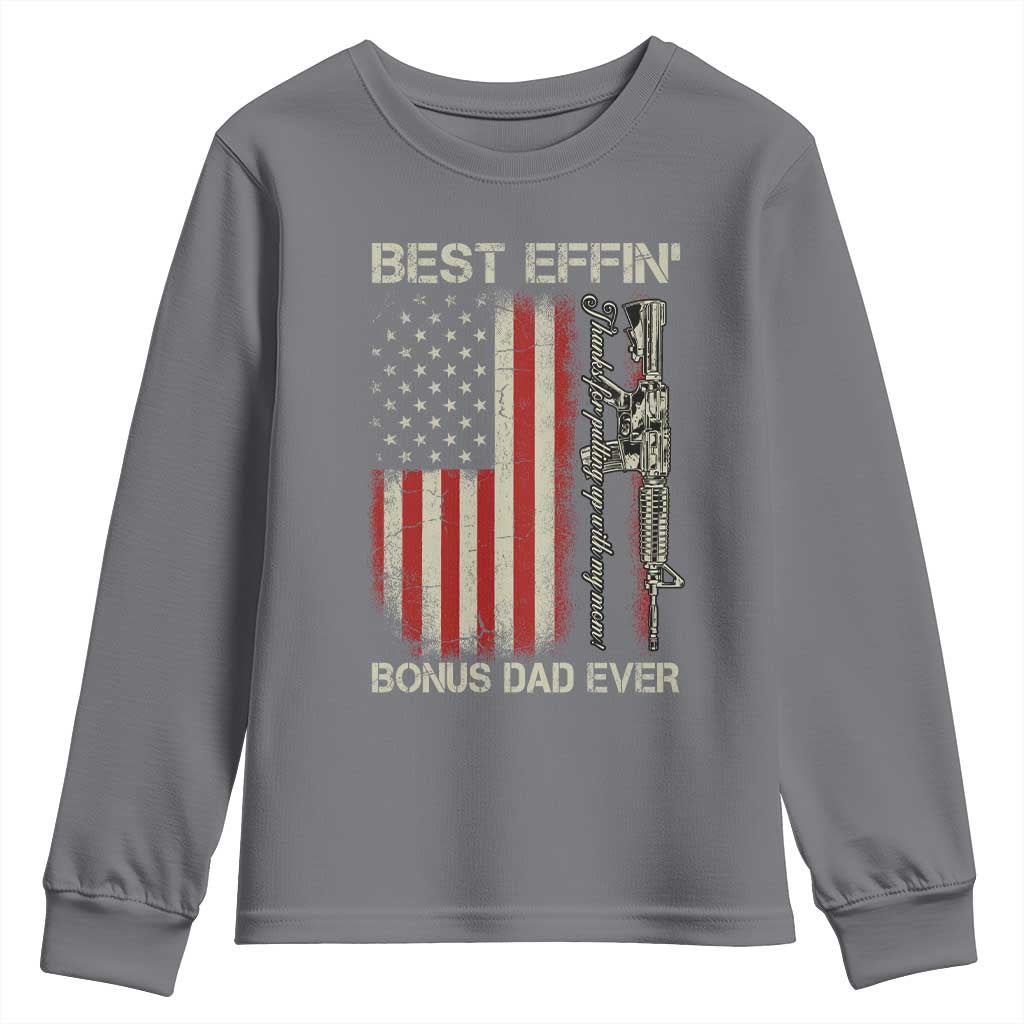 Best Effin Bonus Dad Ever Youth Sweatshirt Step Dad Fathers Day Vintage American Flag