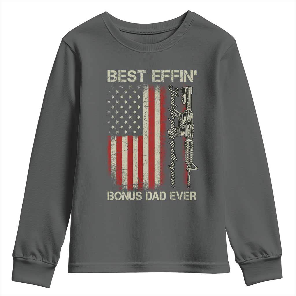 Best Effin Bonus Dad Ever Youth Sweatshirt Step Dad Fathers Day Vintage American Flag