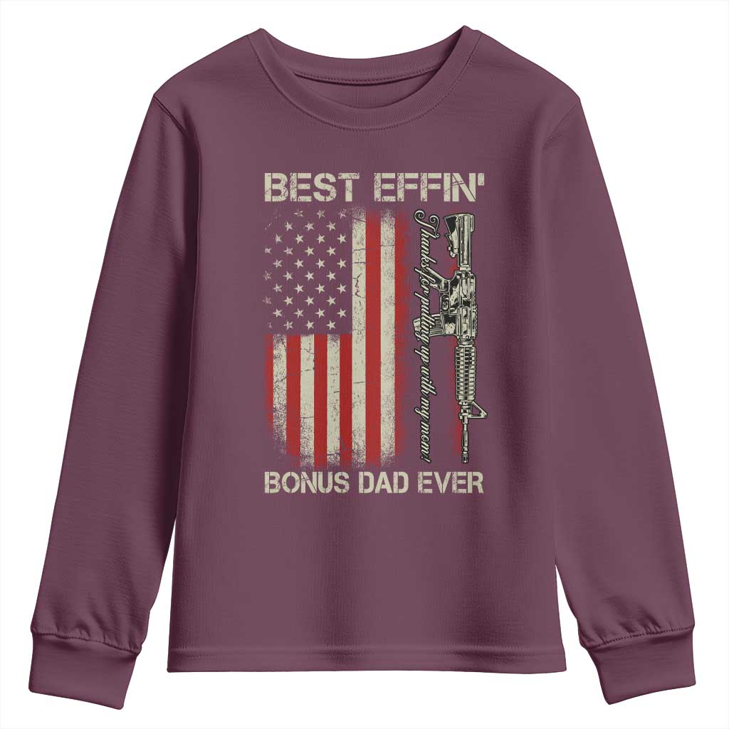 Best Effin Bonus Dad Ever Youth Sweatshirt Step Dad Fathers Day Vintage American Flag