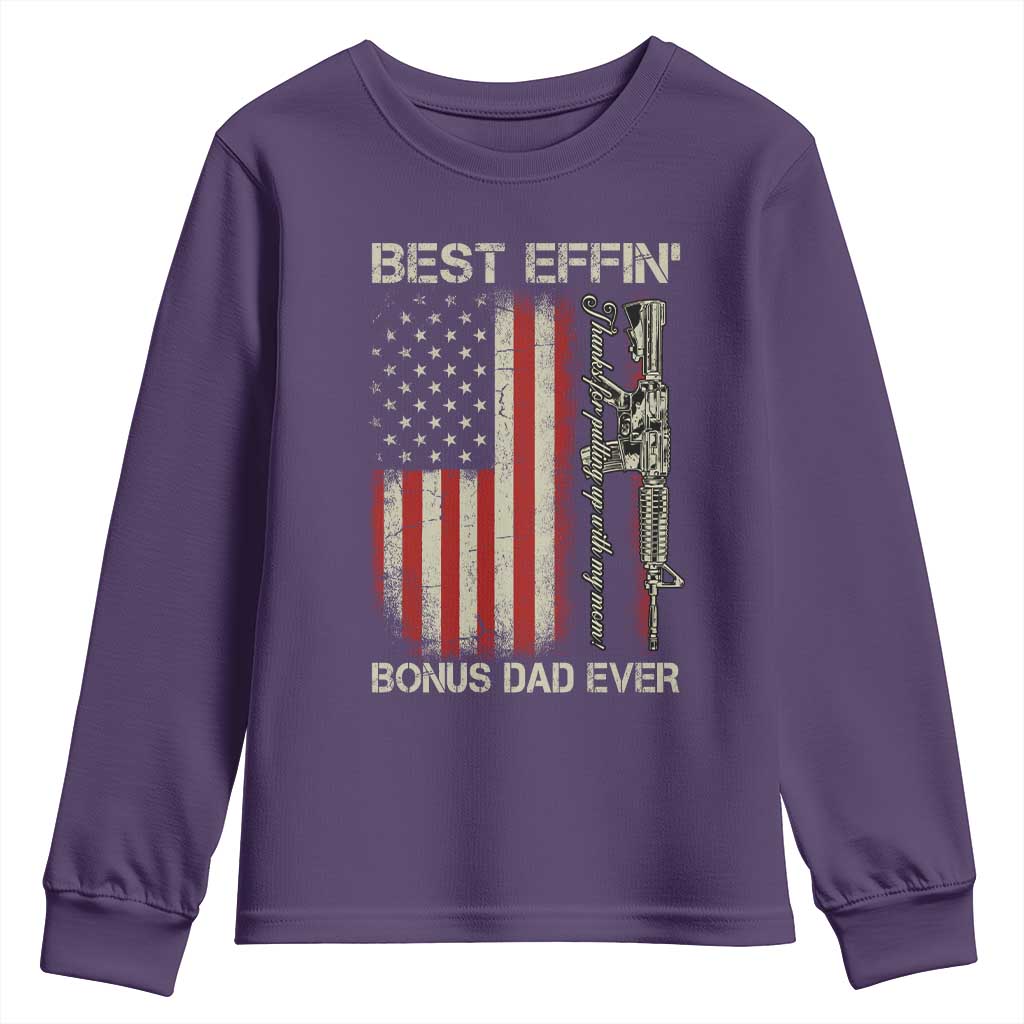 Best Effin Bonus Dad Ever Youth Sweatshirt Step Dad Fathers Day Vintage American Flag