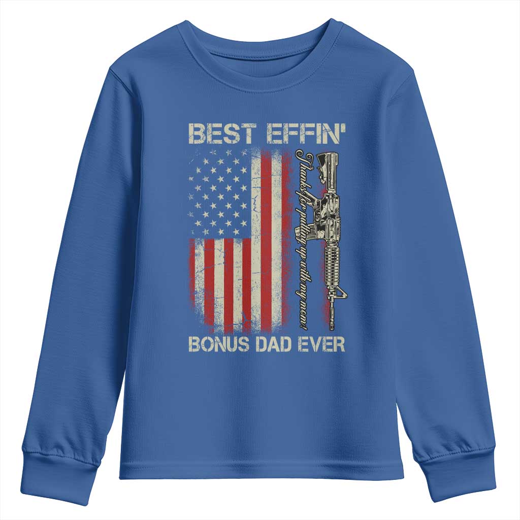 Best Effin Bonus Dad Ever Youth Sweatshirt Step Dad Fathers Day Vintage American Flag