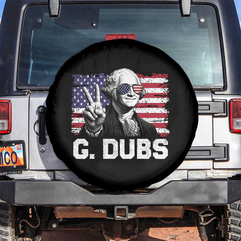 G Dubs George Washington Funny 4th Of July Spare Tire Cover Vintage American Flag