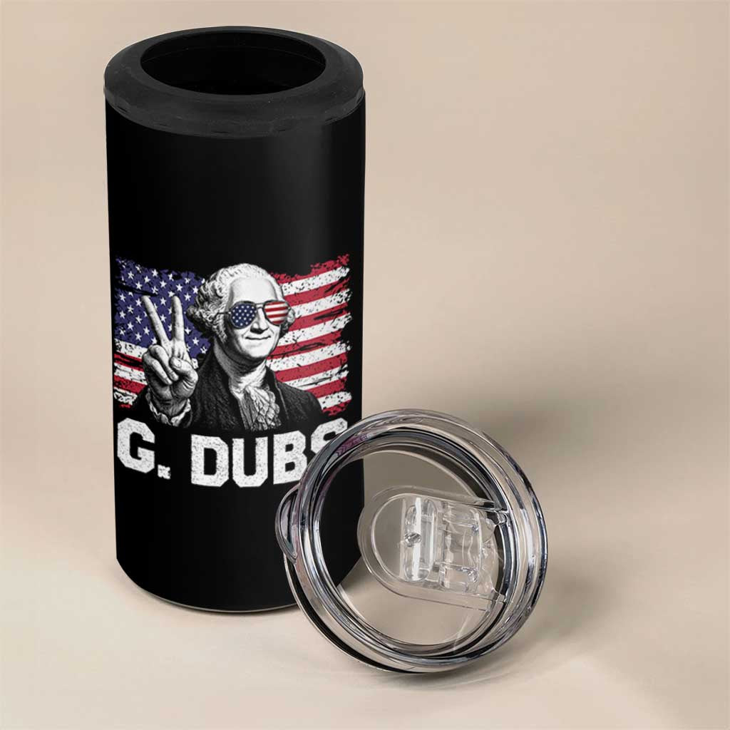 G Dubs George Washington Funny 4th Of July 4 in 1 Can Cooler Tumbler Vintage American Flag