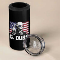 G Dubs George Washington Funny 4th Of July 4 in 1 Can Cooler Tumbler Vintage American Flag