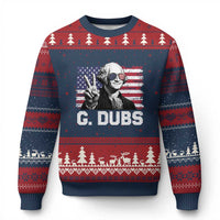 G Dubs George Washington Funny 4th Of July Ugly Christmas Sweater Vintage American Flag