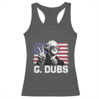G Dubs George Washington Funny 4th Of July Racerback Tank Top Vintage American Flag