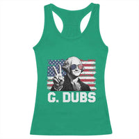G Dubs George Washington Funny 4th Of July Racerback Tank Top Vintage American Flag