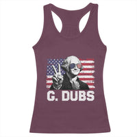 G Dubs George Washington Funny 4th Of July Racerback Tank Top Vintage American Flag