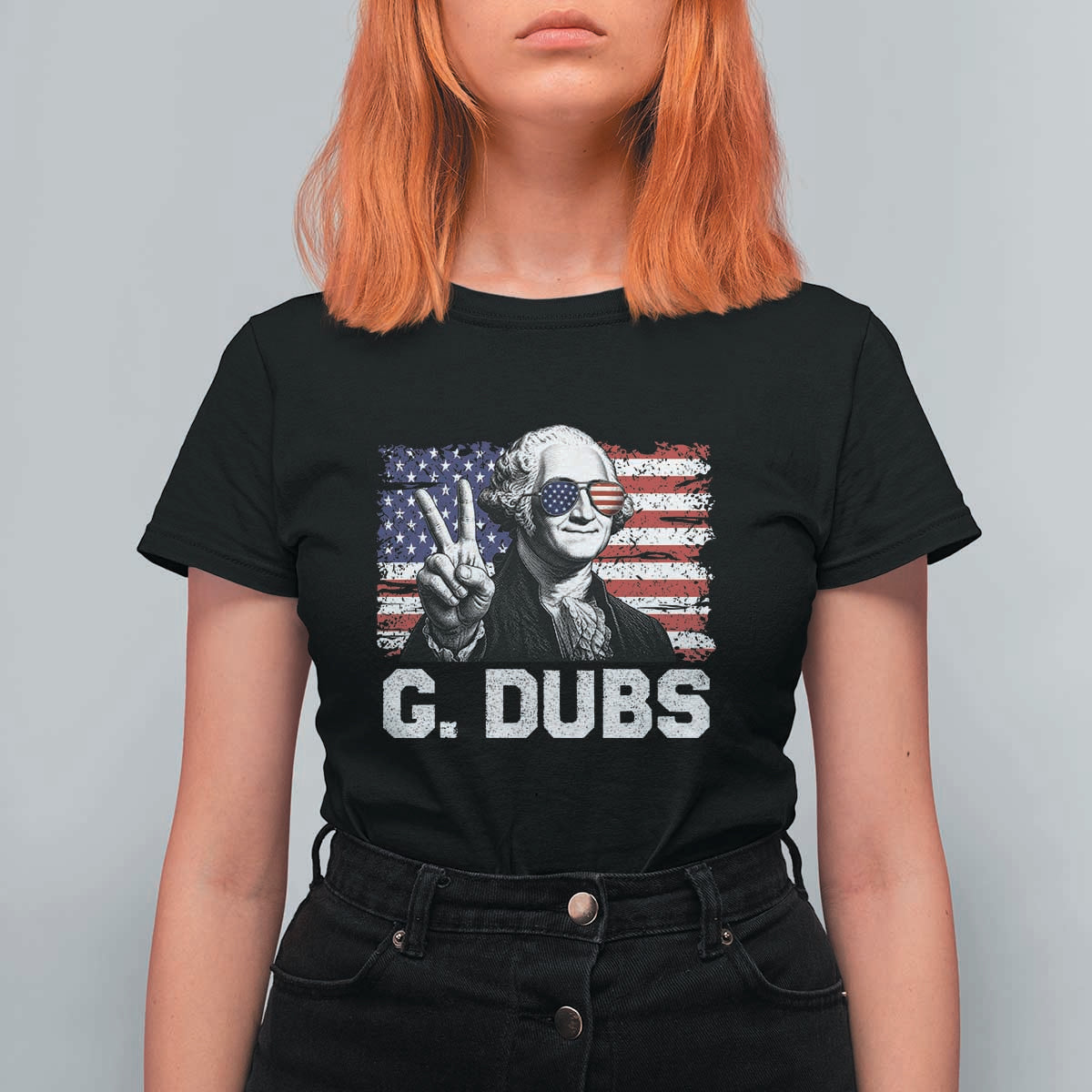 G Dubs George Washington Funny 4th Of July T Shirt For Women Vintage American Flag